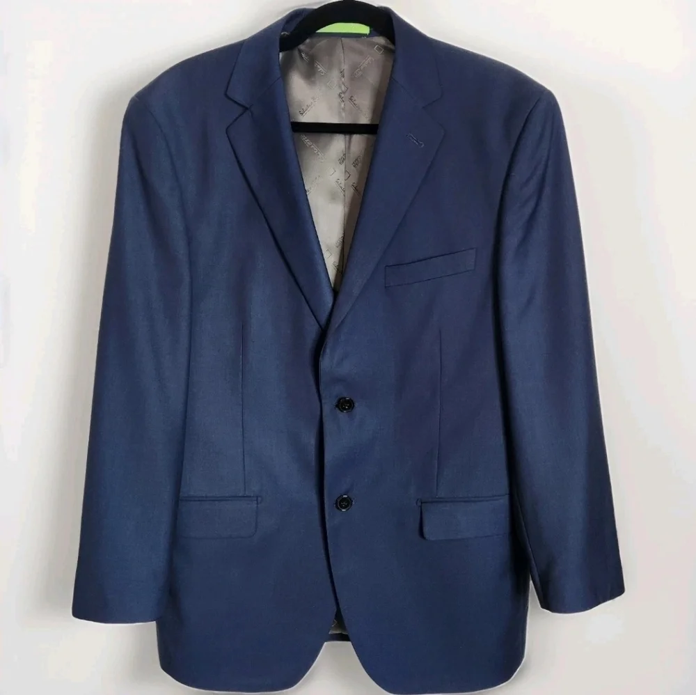 Salvatore Exte Florence Blue Suit Jacket 40R Two Button Blazer Business Wedding